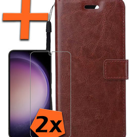 Nomfy Nomfy Samsung Galaxy S23 Plus Hoesje Bookcase Bruin Met 2x Screenprotector