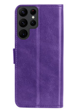 Nomfy Hoesje Geschikt voor Samsung S23 Ultra Hoes Bookcase Flipcase Book Cover Met Screenprotector - Hoes Geschikt voor Samsung Galaxy S23 Ultra Hoesje Book Case - Paars