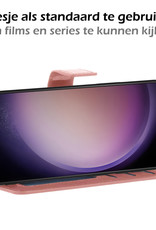 Nomfy Hoesje Geschikt voor Samsung S23 Ultra Hoes Bookcase Flipcase Book Cover Met 2x Screenprotector - Hoes Geschikt voor Samsung Galaxy S23 Ultra Hoesje Book Case - Rosé goud