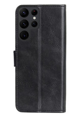 Samsung S23 Ultra Hoes Bookcase Flipcase Book Cover Met 2x Screenprotector Samsung Galaxy S23 Ultra Hoesje Book Case - Zwart