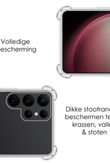 NoXx Hoes Geschikt voor Samsung S23 Ultra Hoesje Pasjeshouder Cover Shock Proof Case Siliconen Hoes Met Kaarthouder Met 2x Screenprotector - Transparant