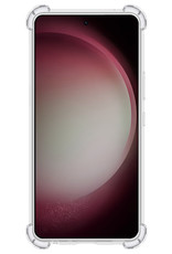 NoXx Hoes Geschikt voor Samsung S23 Ultra Hoesje Pasjeshouder Cover Shock Proof Case Siliconen Hoes Met Kaarthouder Met 2x Screenprotector - Transparant