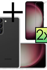 NoXx Hoes Geschikt voor Samsung S23 Hoesje Cover Siliconen Back Case Hoes Met 2x Screenprotector - Transparant