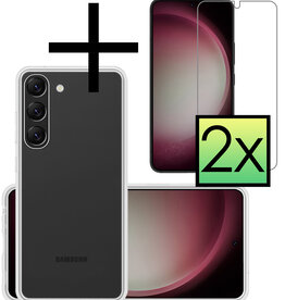 NoXx NoXx Samsung Galaxy S23 Hoesje Siliconen Met 2x Screenprotector - Transparant