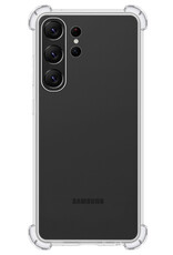 BASEY. Hoes Geschikt voor Samsung S23 Ultra Hoesje Shock Proof Case Hoes Siliconen Met 2x Screenprotector - Hoesje Geschikt voor Samsung Galaxy S23 Ultra Hoes Cover Shockproof - Transparant
