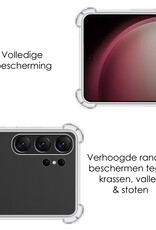 NoXx Hoes Geschikt voor Samsung S23 Ultra Hoesje Siliconen Cover Shock Proof Back Case Shockproof Hoes Met Screenprotector - Transparant