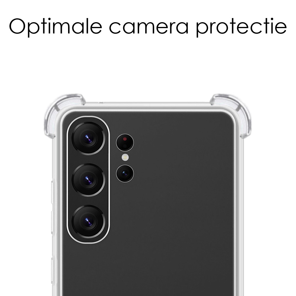 NoXx Hoes Geschikt voor Samsung S23 Ultra Hoesje Siliconen Cover Shock Proof Back Case Shockproof Hoes Met Screenprotector - Transparant