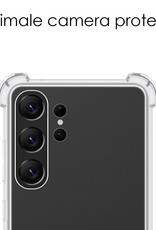 NoXx Hoes Geschikt voor Samsung S23 Ultra Hoesje Siliconen Cover Shock Proof Back Case Shockproof Hoes Met 2x Screenprotector - Transparant