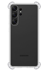 NoXx Hoes Geschikt voor Samsung S23 Ultra Hoesje Siliconen Cover Shock Proof Back Case Shockproof Hoes Met 2x Screenprotector - Transparant