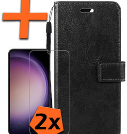 Nomfy Nomfy Samsung Galaxy S23 Plus Hoesje Bookcase Zwart Met 2x Screenprotector