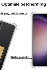 Nomfy Hoesje Geschikt voor Samsung S23 Ultra Hoesje Pasjeshouder Shockproof Pas Houder Met Screenprotector - Hoesje Geschikt voor Samsung Galaxy S23 Ultra Hoes Met Kaarthouder - Transparant