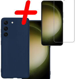 BASEY. BASEY. Samsung Galaxy S23 Plus Hoesje Siliconen Met Screenprotector - Donkerblauw