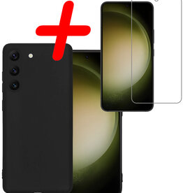 BASEY. BASEY. Samsung Galaxy S23 Plus Hoesje Siliconen Met Screenprotector - Zwart