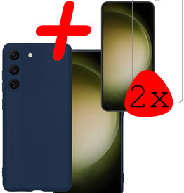 BASEY. BASEY. Samsung Galaxy S23 Plus Hoesje Siliconen Met 2x Screenprotector - Donkerblauw