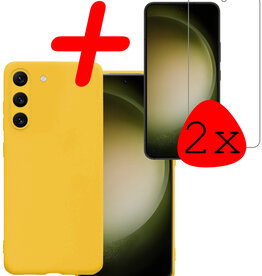 BASEY. BASEY. Samsung Galaxy S23 Plus Hoesje Siliconen Met 2x Screenprotector - Geel