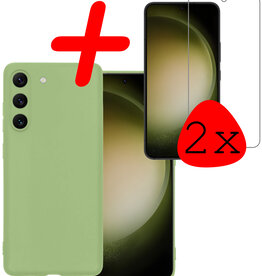 BASEY. BASEY. Samsung Galaxy S23 Plus Hoesje Siliconen Met 2x Screenprotector - Groen