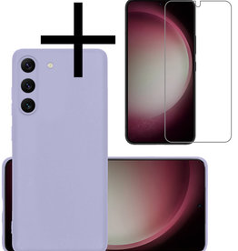NoXx NoXx Samsung Galaxy S23 Plus Hoesje Siliconen Met Screenprotector - Lila
