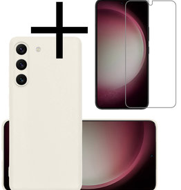 NoXx NoXx Samsung Galaxy S23 Plus Hoesje Siliconen Met Screenprotector - Wit
