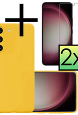 NoXx Hoes Geschikt voor Samsung S23 Plus Hoesje Cover Siliconen Back Case Hoes Met 2x Screenprotector - Geel
