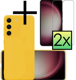 NoXx NoXx Samsung Galaxy S23 Plus Hoesje Siliconen Met 2x Screenprotector - Geel