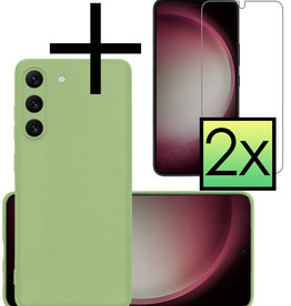 NoXx NoXx Samsung Galaxy S23 Plus Hoesje Siliconen Met 2x Screenprotector - Groen