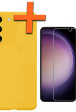 Nomfy Hoesje Geschikt voor Samsung S23 Plus Hoesje Siliconen Cover Case Met Screenprotector - Hoes Geschikt voor Samsung Galaxy S23 Plus Hoes Back Case - Geel