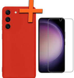 Nomfy Nomfy Samsung Galaxy S23 Plus Hoesje Siliconen Met Screenprotector - Rood