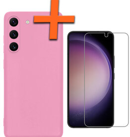 Nomfy Nomfy Samsung Galaxy S23 Plus Hoesje Siliconen Met Screenprotector - Lichtroze
