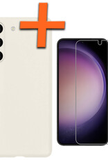 Nomfy Hoesje Geschikt voor Samsung S23 Plus Hoesje Siliconen Cover Case Met Screenprotector - Hoes Geschikt voor Samsung Galaxy S23 Plus Hoes Back Case - Wit