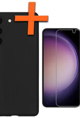 Nomfy Hoesje Geschikt voor Samsung S23 Plus Hoesje Siliconen Cover Case Met Screenprotector - Hoes Geschikt voor Samsung Galaxy S23 Plus Hoes Back Case - Zwart