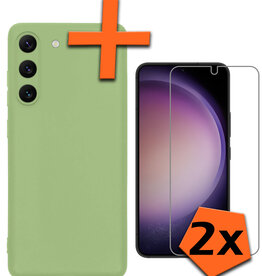 Nomfy Nomfy Samsung Galaxy S23 Plus Hoesje Siliconen Met 2x Screenprotector - Groen