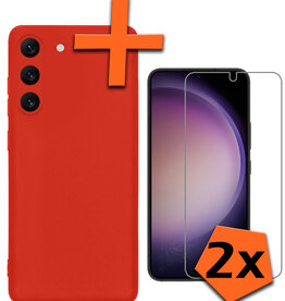 Nomfy Nomfy Samsung Galaxy S23 Plus Hoesje Siliconen Met 2x Screenprotector - Rood
