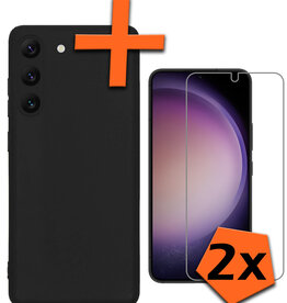 Nomfy Nomfy Samsung Galaxy S23 Plus Hoesje Siliconen Met 2x Screenprotector - Zwart