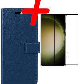BASEY. BASEY. Samsung Galaxy S23 Ultra Hoesje Bookcase Donkerblauw Met Screenprotector