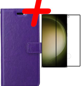 BASEY. BASEY. Samsung Galaxy S23 Ultra Hoesje Bookcase Paars Met Screenprotector