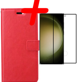 BASEY. BASEY. Samsung Galaxy S23 Ultra Hoesje Bookcase Rood Met Screenprotector