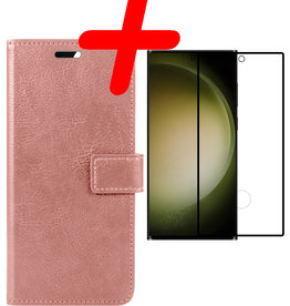 BASEY. BASEY. Samsung Galaxy S23 Ultra Hoesje Bookcase Rose Goud Met Screenprotector
