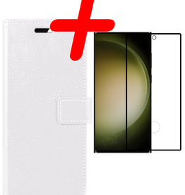 BASEY. BASEY. Samsung Galaxy S23 Ultra Hoesje Bookcase Wit Met Screenprotector