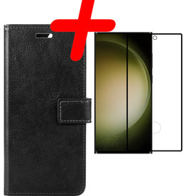 BASEY. Samsung Galaxy S23 Ultra Hoesje Bookcase Zwart Met Screenprotector