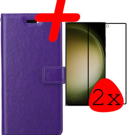 BASEY. BASEY. Samsung Galaxy S23 Ultra Hoesje Bookcase Paars Met 2x Screenprotector