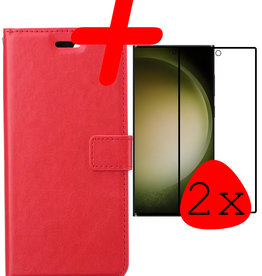 BASEY. BASEY. Samsung Galaxy S23 Ultra Hoesje Bookcase Rood Met 2x Screenprotector