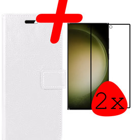 BASEY. BASEY. Samsung Galaxy S23 Ultra Hoesje Bookcase Wit Met 2x Screenprotector