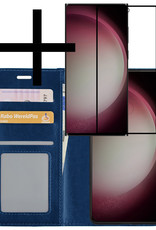 NoXx Hoes Geschikt voor Samsung S23 Ultra Hoesje Book Case Hoes Flip Cover Wallet Bookcase Met Screenprotector - Donkerblauw