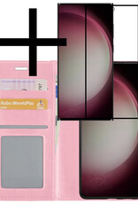 NoXx Hoes Geschikt voor Samsung S23 Ultra Hoesje Book Case Hoes Flip Cover Wallet Bookcase Met Screenprotector - Lichtroze