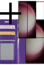 NoXx Hoes Geschikt voor Samsung S23 Ultra Hoesje Book Case Hoes Flip Cover Wallet Bookcase Met Screenprotector - Paars