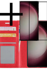 NoXx Hoes Geschikt voor Samsung S23 Ultra Hoesje Book Case Hoes Flip Cover Wallet Bookcase Met Screenprotector - Rood