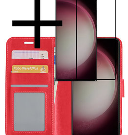 NoXx NoXx Samsung Galaxy S23 Ultra Hoesje Bookcase Rood Met Screenprotector