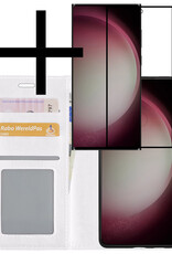 NoXx Hoes Geschikt voor Samsung S23 Ultra Hoesje Book Case Hoes Flip Cover Wallet Bookcase Met Screenprotector - Wit