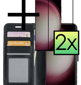 NoXx NoXx Samsung Galaxy S23 Ultra Hoesje Bookcase Zwart Met 2x Screenprotector