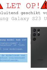 BASEY. Hoes Geschikt voor Samsung S23 Ultra Hoesje Siliconen Back Cover Case Met Screenprotector - Hoesje Geschikt voor Samsung Galaxy S23 Ultra Hoes Cover Hoesje - Donkerblauw